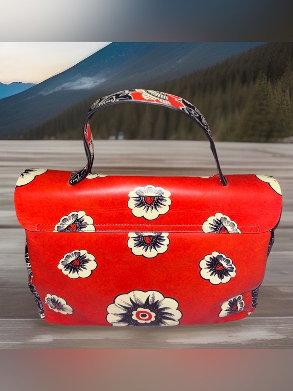 Valentino Graveni Limited Edition Floral Top-Handle Leather Bag with Dusty - Picture 4 of 15